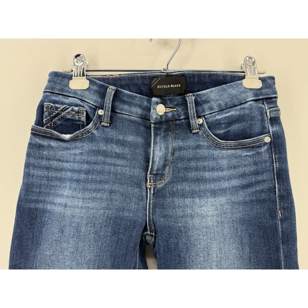 Buckle Black Fit No 53 Cropped Straight Jeans Medium Wash 25x26 Raw Hem - Picture 2 of 7